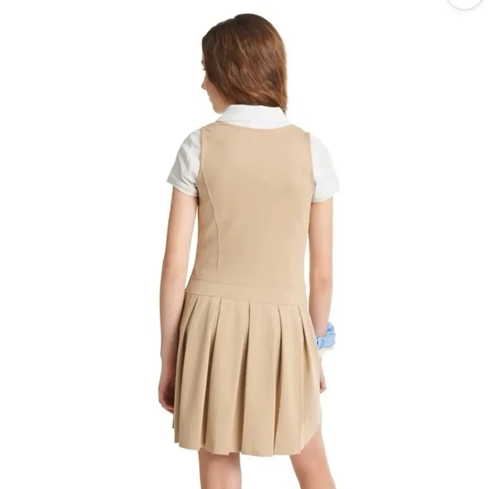 Justice Girls Uniform Jumper back to school khaki pleated dress nwt size XL